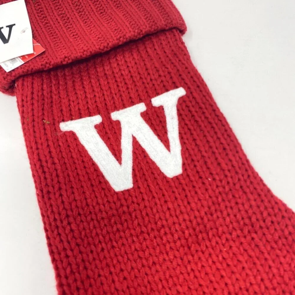 Target Wondershop Knit Monogram Christmas Stocking Red White 20